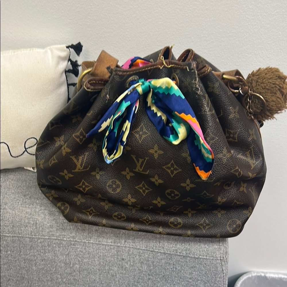 Louis Vuitton Brown Monogram Shoulder Bag with Colorful Accent